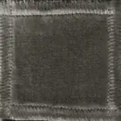 Dark gray textile swatch with dense fringe, showing woven texture and faint edge markings; likely a fabric sample labeled “elite 307 31.”